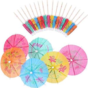 lot 6481 image: Patelai 24-Piece Cocktail Drink Umbrellas Multi-Color