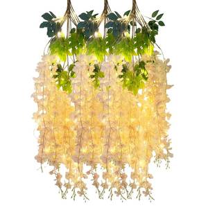lot 6482 image: Luerbi 12 Pack Champagne Wisteria Hanging Flowers Garland with Lights