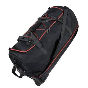 lot 7351 image: Vrtisa 110L Expandable to 140L 32 Foldable Oxford Soft-Sided Rolling Duffle Bag with 2 Heavy-Duty Wheels,2 Large Compartments,Adjustable Shoulder Strap and Attached Organizer Pouch,Black Red