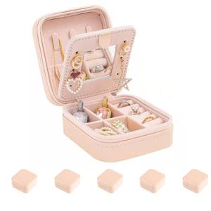lot 8003 image: KElofoN Travel jewelry case Travel jewelry box Travel Jewelry Organizer Small Jewelry Organizer Box for Girls Women with Mirror (Pink-5)