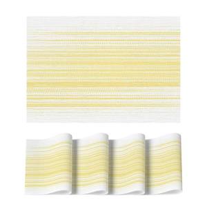 lot 8014 image: Artoid Mode White Yellow Vinyl Placemats Set of 4, Washable Heat Resistant Non-Slip Woven Plastic PVC Summer Place Mats for Farmhouse Holiday Party Kitchen Dining Decor
