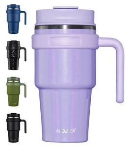 lot 8019 image: ALOUFEA 20 oz Insulated Travel Coffee Mug Tumbler with Handle and Straw