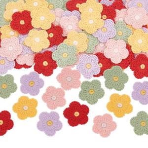 lot 8027 image: FINGERINSPIRE 100 PCS 5 Colors Crochet Flowers Applique 1inch Sewing Flowers Cloth Patches Handmade Knitted Flowers Patches Crocheted Floral Costume Accessories for Clothing Repair DIY Craft Decor