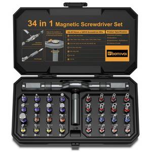 lot 8039 image: Bomivoi 34 in 1 Magnetic Screwdriver Set, DIY Ratchet Screwdriver Set, Multi Bit Magnetic Drive Sets with Ratcheting Handle, Handy Repair Tool Kit for Electronics, Bike, Furniture, DIY, Computer
