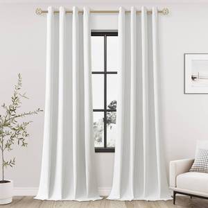 lot 8048 image: Jowels Off White Linen Grommet Blackout Curtains 102 Inch Long for Bedroom