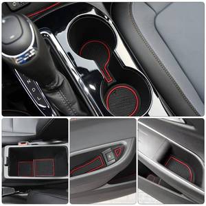lot 8061 image: Auovo Anti-Dust Mats Compatible with Chevy Cruze Accessories 2016-2019 Non-Slip Cup Holder Inserts, Center Console Liner Mats, Door Pocket Liners Car Interior Decoration 20pcsSet (Red)