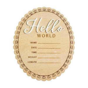 lot 8063 image: KEMMINTVN Hello World Baby Wooden Ornament, Newborn Birth Announcement Plaque, Baby Milestone Keepsake, Nursery Decor, Personalized Gift for New Parents
