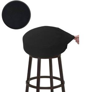 lot 8064 image: BUYUE Bar Stool Covers, Luxury Fabric Dia.12-14 Round Crease-Resistant Stretchy Washable Jacquard Dustproof Stool Seat Slipcover, S-Black-1 Count