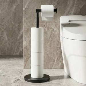 lot 8084 image: Cesun Free Standing Toilet Paper Holder Stand with Weighted Base, Black