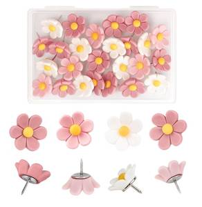 lot 8089 image: 30 Pcs Cute Decorative Flower Push Pins for Bulletin Board, Cork Board Thumbtacks for Classroom, Home Office