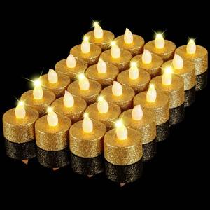 lot 8092 image: Mudder 24 Pieces Gold Tea Lights LED Candles Tealights Battery Flameless