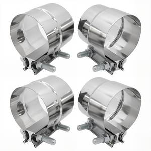 lot 8094 image: 2.5 inch Exhaust Clamp, 304 Stainless Steel Lap Joint Band Clamps - 4 Pack