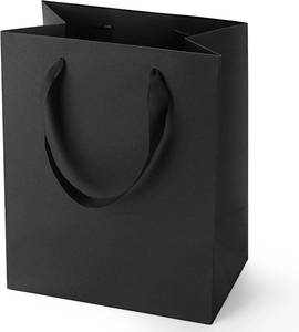 lot 8108 image: PrimeSign Black Gift Bags with Handles, 6 Pack 8x5x10 Inch Paper Bags
