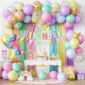 lot 8114 image: Pastel Birthday Decorations, Rainbow Birthday Balloons for Girls Kids Party