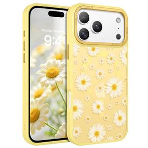 lot 8115 image: DOMAVER for iPhone 17 Pro Max Case, Magnetic Flowers Design - Daisy-Yellow
