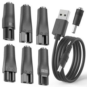 lot 8125 image: Cordro 7 PCS Replacement Charger 5V USB Power Cord Adapter Suitable for Various Types of Electric Hair Clippers, Beard Trimmers, Shavers, Beauty Instruments, Hairdressers, Purifiers, Desk Lamps( No Cord)