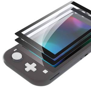 lot 8142 image: eXtremeRate 2 Pack Black Border Transparent HD Clear Saver Protector Film, Tempered Glass Screen Protector for Nintendo Switch Lite Anti-Scratch, Anti-Fingerprint, Shatterproof, Bubble-Free