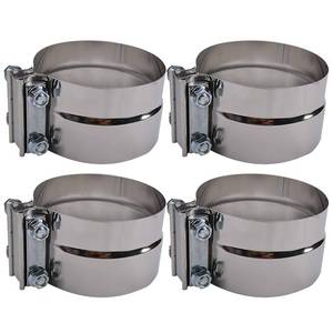 lot 8144 image: 3.5 inch Exhaust Clamp, 304 Stainless Steel Lap Joint Band Clamps - 4 Pack