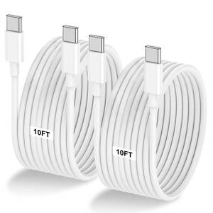 lot 8153 image: 2-Pack 10FT 60W USB C to USB C Cable, Type C to Type C Cable,Fast Charging Cable for iPhone Air 17 16e 16 15 Pro Plus Pro Max��for Galaxy S25S24, for iPad ProAirmini, for MacBook ProAir and More