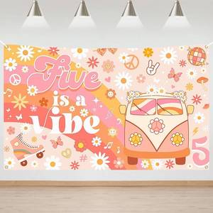 lot 8486 image: Mocsicka Five is a Vibe Birthday Party Decorations Banner 6x3.6ft