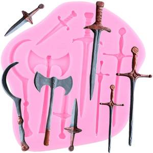 lot 8487 image: YIHUOMOLDS Weapon Sword Silicone Mold Axe Chocolate Fondant Mold