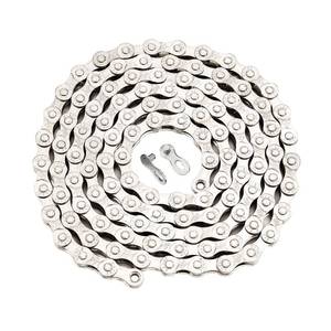 lot 8490 image: SKEVENW Single Speed Bike Chain, Full Silver Plated Metal Bicycle Chain, 114 Links Anti-Rust Silver Finish, Compatible with Shimano SRAM, Mountain Road Bike Replacement Accessories