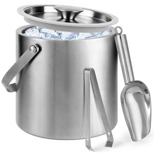 lot 9317 image: Yeatruojeet Ice Bucket, 3L Double Wall Insulated Ice Bucket with Lid,Scoop,Tongs- Inner Layer 304 Stainless Steel Ice Container Keep Ice Frozen Longer- Ideal for Cocktail Bar,Parties,Chilling Beer Win