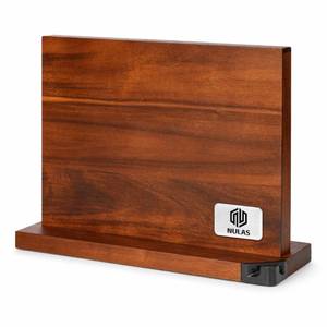 lot 9321 image: Magnetic Knife Block with Built-in Sharpener, Double-Sided Countertop Magnetic Knife Holder, Holds Up to 12 Knives & Metal Kitchen Tools, Brown