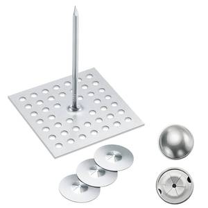 lot 9328 image: FUBEDY 300pcs Perforated Insulation Pins 2-12 Inch, 1.5in Self Locking Washers Round 78in Aluminum Insulation Hangers Cap Washers for Foam Board Wall Floor Ceiling, 100 Set300 Pieces