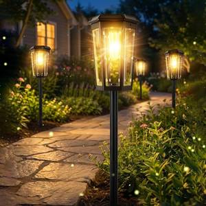 lot 9334 image: 8 Pack Waterproof Solar Pathway Lights Outdoor for Garden Decorations