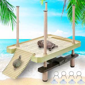 lot 9352 image: Large Turtle Floating Basking Platform with Feeding Area, Turtle Floating Docks Reptile Climbing Pier and Basking Platform for Tortoise, Frogs, Crabs and Salamanders