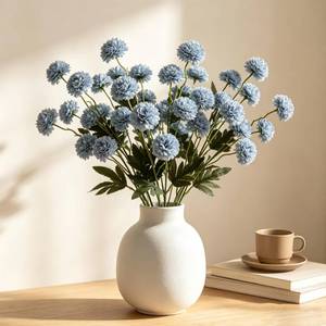 lot 9353 image: TUEVAK Faux Silk Chrysanthemum, Dusty Blue, 10 Pcs