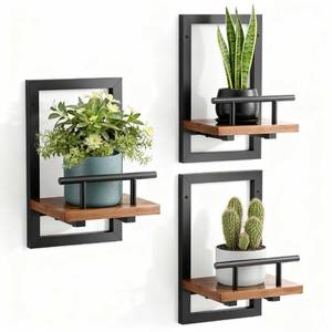 lot 9364 image: Sbosbo Floating Shelves for Wall Plant Shelf Indoor Wall Mounted Shelves