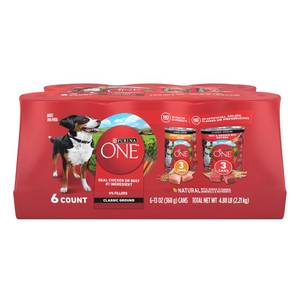 lot 9373 image: Purina ONE Wet Dog Food Variety Pack, Classic Ground, (6) 13 oz Cans