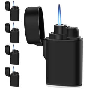 lot 10024 image: Navpeak Mini Torch Lighter Windproof Jet Flame Butane Refillable Pocket Lighter for Candles, Camping, Fireplaces, Gas Stove, BBQ & Survival Gear, Pack 5, Black Color (Butane not Included)