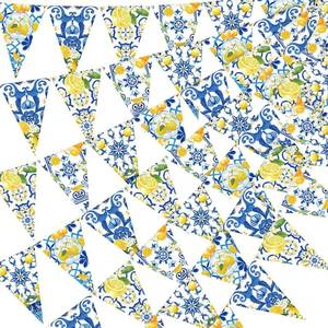 lot 10026 image: Faccito 5 Pcs Blue Lemon Pennant Banners Amalfi Coast Party Decor