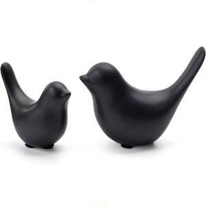 lot 10454 image: Notakia Small Birds Statues Home Decor Modern Style Decorative Ornaments for Living Room Decor, Bedroom, Office Desktop, Cabinets (Black 2Pcs Birds)