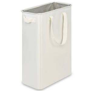 lot 10474 image: efluky Slim Laundry Basket, Narrow Laundry Hamper with Handles, Collapsible Dirty Clothes Hamper, Tall Laundry Bin for Laundry Room, Dorm and Bedroom, 12.7 Gallons(48L) Beige