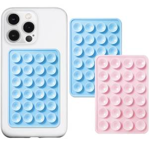 lot 10482 image: Anteel 2 Pack Silicone Suction Phone Case Adhesive Mount, Strong Grip Holder for Selfies and Videos, Hands-Free Sticky Phone Grip for iPhone and Android, 2.17 x 3.15 (Baby Blue&Light Pink)