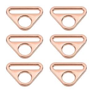 lot 10490 image: PATIKIL Triangle Buckle Adjuster D Ring, 6Pcs 0.75 Inch Metal Triangle Buckles with Bar Swivel Clip for Purse Bag Straps Loop Dog Tag Clip, Rose Gold