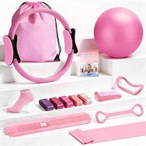 lot 10493 image: Dilobio Pilates Ring Set for Home Workout -13 Magic Circle and Ball,14Pcs