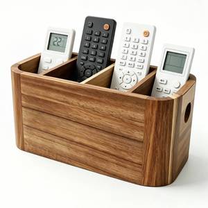 lot 11820 image: LEEBICHEN Acacia Wood 4-Compartment Remote Control Holder