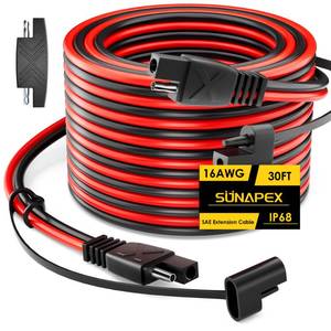 lot 12013 image: SUNAPEX 30ft 16AWG SAE Extension Cable with Polarity Converter