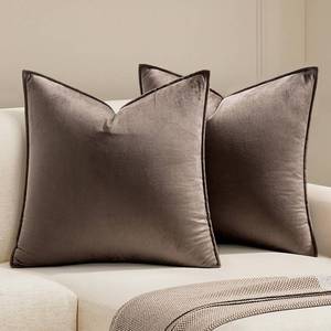 lot 12446 image: MIULEE Velvet Pillow Covers 24x24 in Dark Coffee