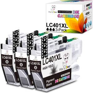 lot 12452 image: Miss Deer LC401XL Black Ink Cartridges 3-Pack