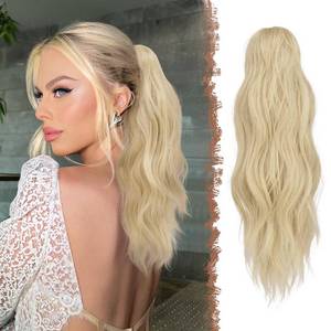 lot 12454 image: FESHFEN Ponytail Extension Claw Clip 20 Inch Pale Ash Blonde