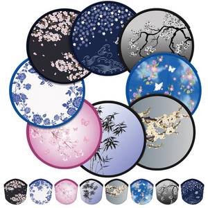 lot 13237 image: Gejoy 24 Pcs Chinese Flowers Folding Flying Discs Foldable Fans 8 Styles