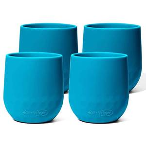 lot 13245 image: Sili Wraps Unbreakable Silicone Wine Glasses - Set of 4 - BPA-Free, Swirls (Aqua)