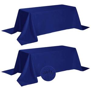 lot 13248 image: Fokitut 2 Pack Waterproof Rectangle Tablecloth, 90x156 Inch,Stain Resistant and Wrinkle Polyester Table Cloth, Fabric Table Cover for Kitchen Dining, Wedding, Party, Holiday Dinner-Royal Blue