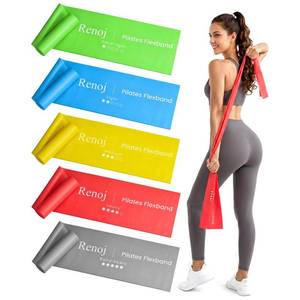 lot 13252 image: Renoj Pilates Flexbands, 5-Pack Latex-Free Resistance Bands Set �� Exercise Bands for Pilates, Yoga, Stretching & Physical Therapy  Home Gym Equipment for Women & Men